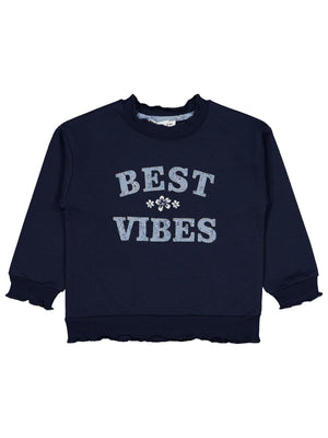 Civil Girls Best Vibes Nakışlı 2-5 Yaş Sweatshirt - Lacivert