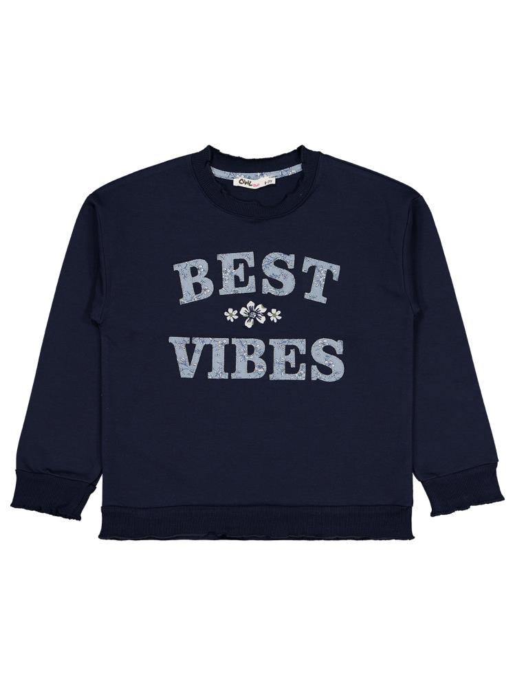 Civil Girls Best Vibes Nakışlı 6-9 Yaş Sweatshirt - Lacivert