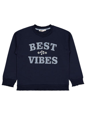 Civil Girls Best Vibes Nakışlı 6-9 Yaş Sweatshirt - Lacivert