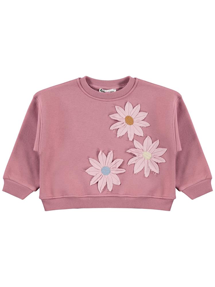 Civil Girls Papatya Nakışlı 2-5 Yaş Sweatshirt - Pembe