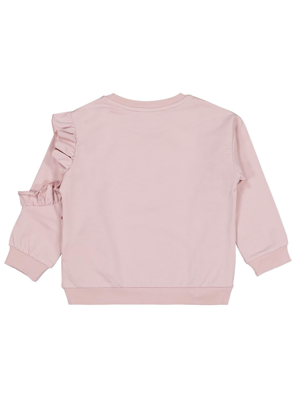 Civil Kız Çocuk Fırfırlı Sweatshirt | 2 İp Uzun Kol Bisiklet Yaka | Okul Kreş ve Günlük Kullanım - Pembe