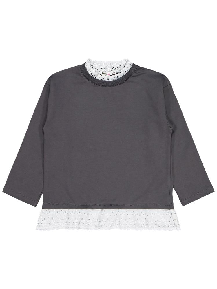 Civil Girls Brodeli 6-9 Yaş Sweatshirt - Gri