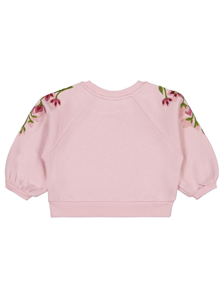 Civil Girls Omuzu Çiçek Nakışlı 2-5 Yaş Sweatshirt - Pembe