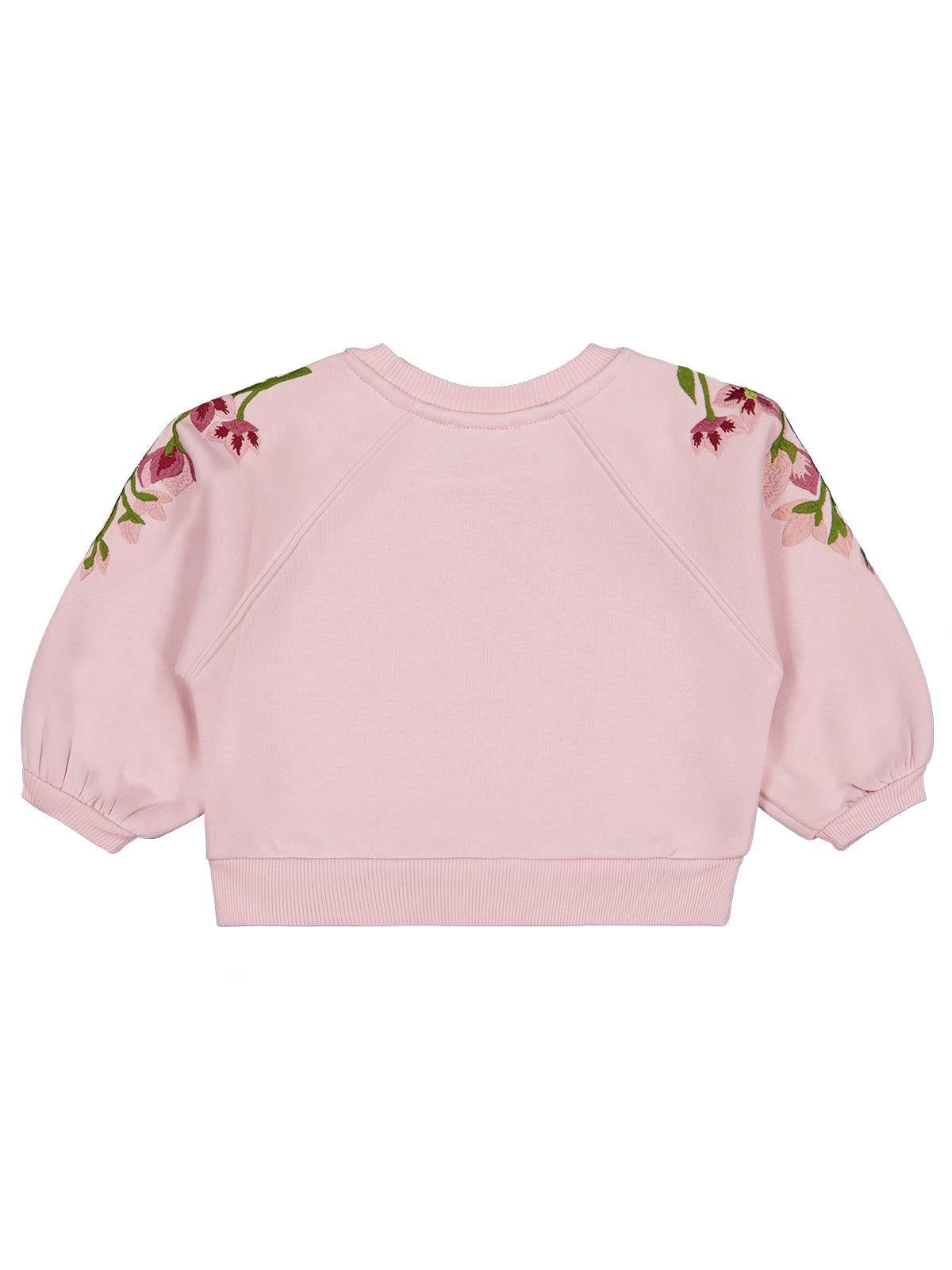 Civil Girls Omuzu Çiçek Nakışlı 2-5 Yaş Sweatshirt - Pembe