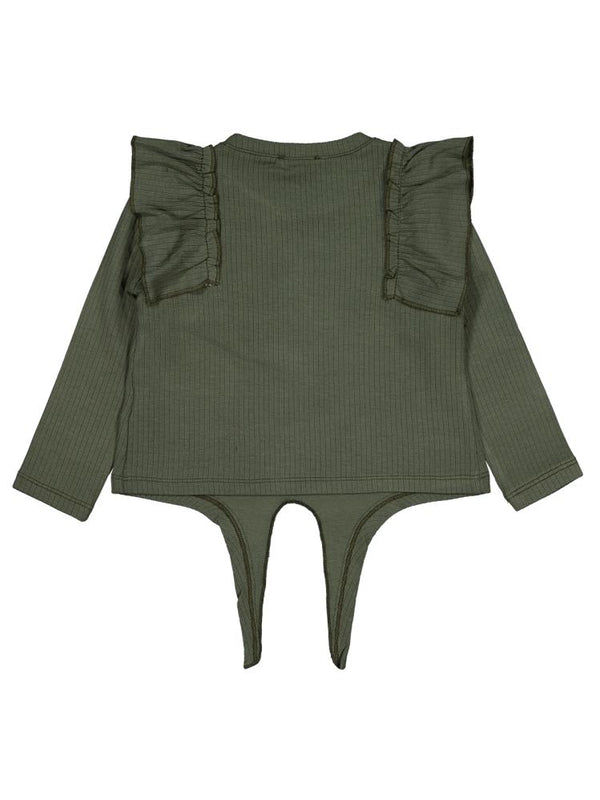 Civil Girls Omuz Fırfırlı 2-5 Yaş Sweatshirt - Haki