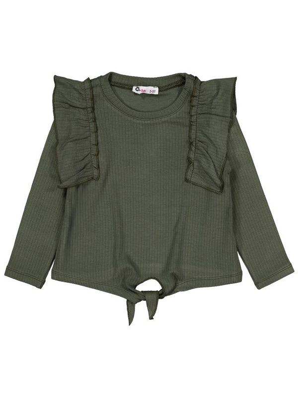 Civil Girls Omuz Fırfırlı 2-5 Yaş Sweatshirt - Haki