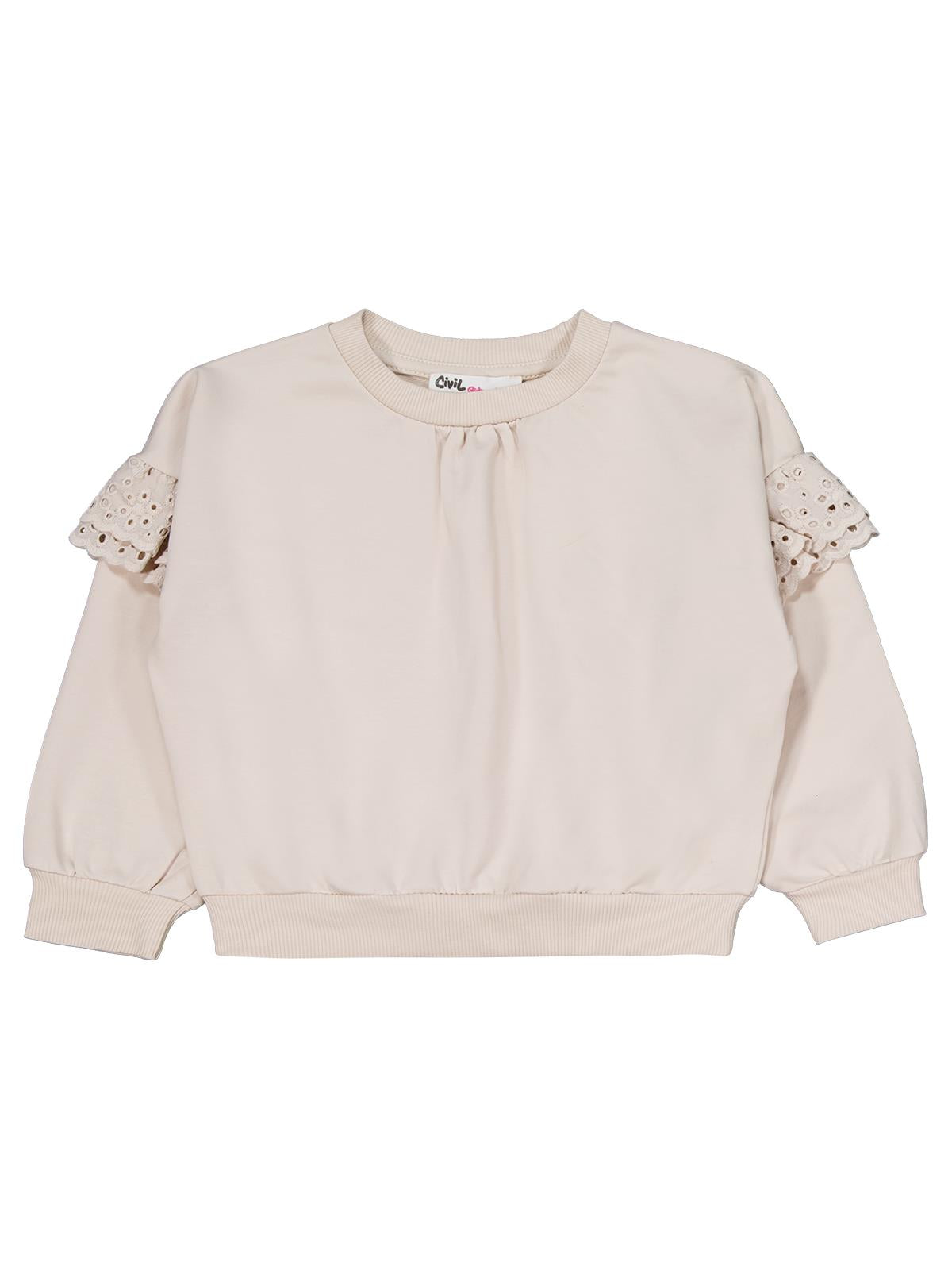 Civil Girls Kolu Fırfırlı 2-5 Yaş Eşofman Takımı - Bej