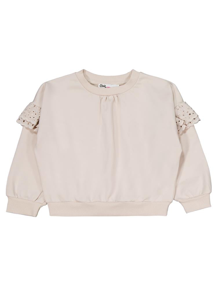 Civil Girls Kolu Fırfırlı 6-9 Yaş Eşofman Takımı - Bej