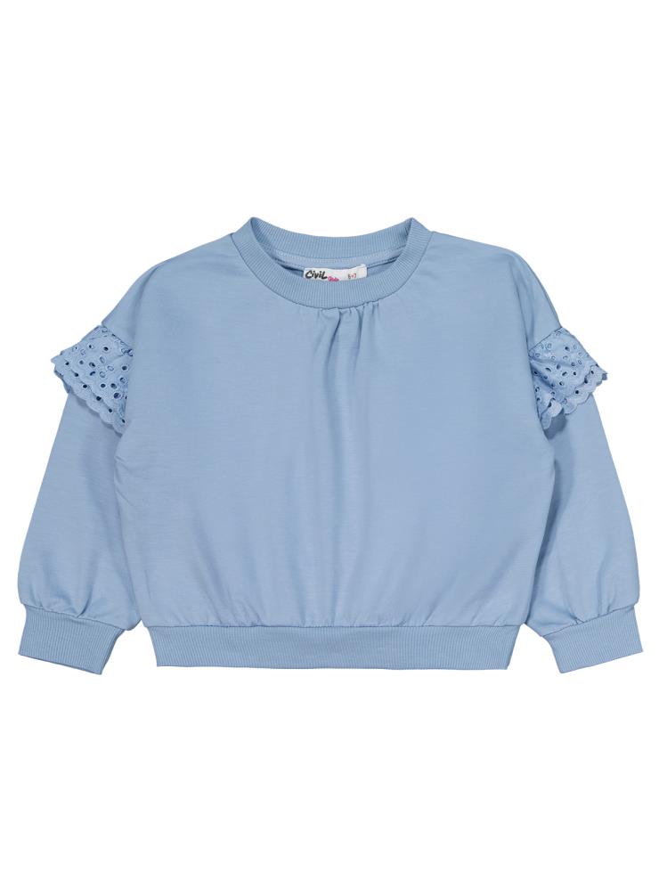 Civil Girls Kolu Fırfırlı 6-9 Yaş Eşofman Takımı - Mavi