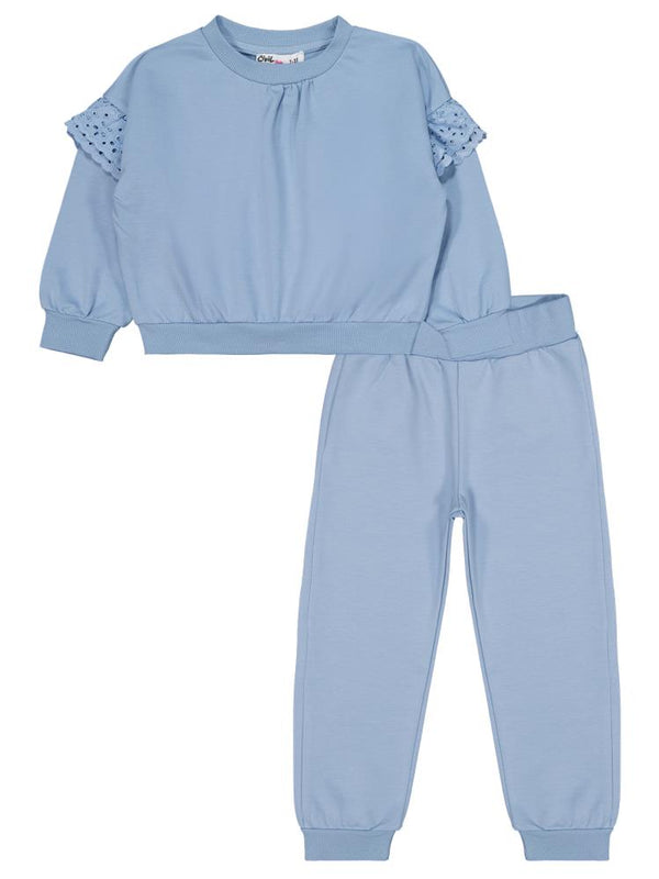 Civil Girls Kolu Fırfırlı 2-5 Yaş Eşofman Takımı - Mavi
