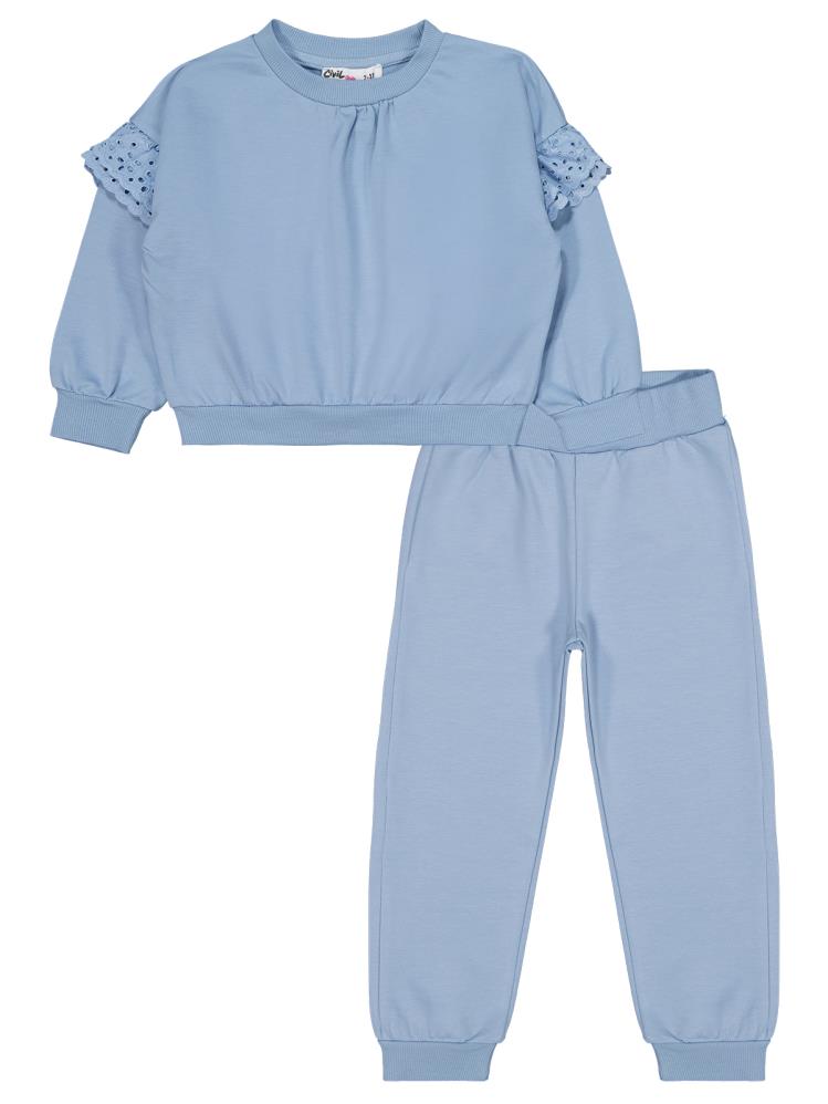 Civil Girls Kolu Fırfırlı 2-5 Yaş Eşofman Takımı - Mavi