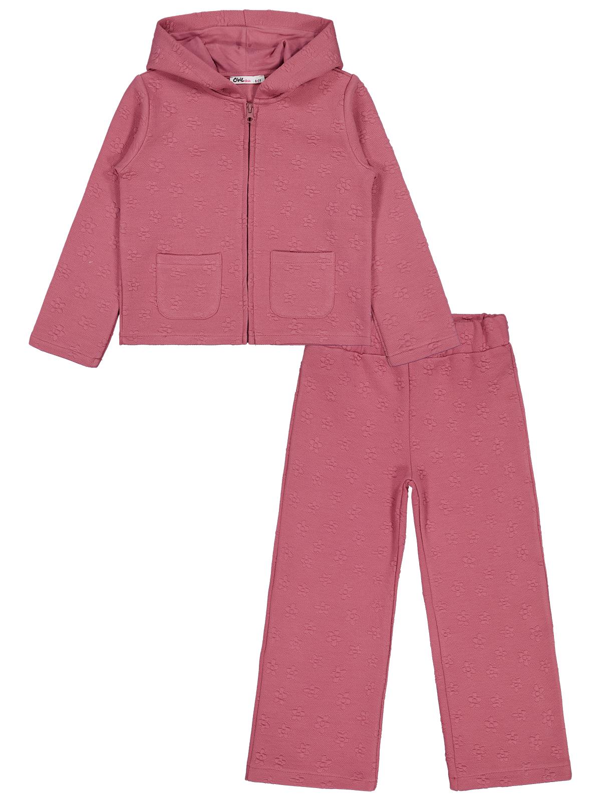 Civil Girls Çiçek Desenli 6-9 Yaş Eşofman Takımı - Pembe