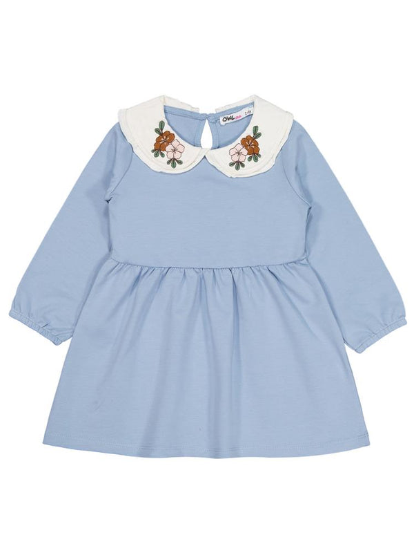 Civil Girls Yakası Nakışlı 2-5 Yaş Elbise - Mavi