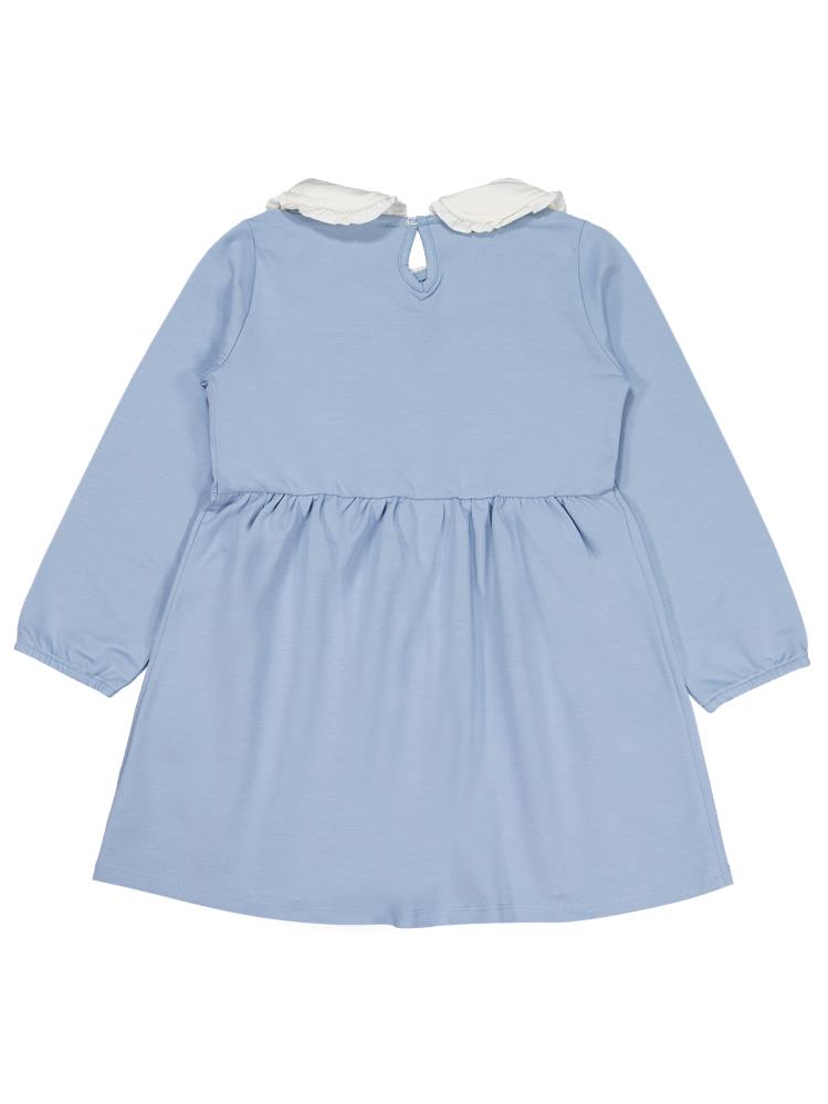Civil Girls Yakası Nakışlı 6-9 Yaş Elbise - Mavi