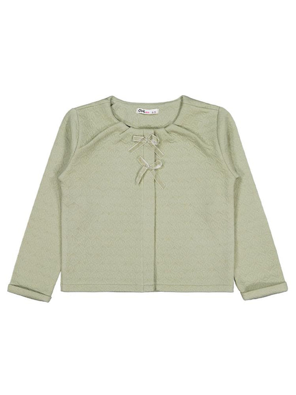 Civil Girls Önden Fiyonklu 6-9 Yaş Hırka - Haki