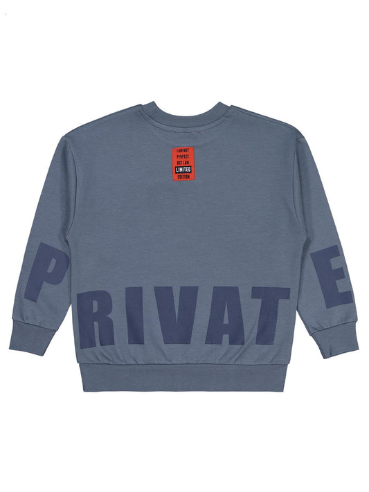Civil Erkek Çocuk Prıvate Baskılı Sweatshirt | Çelik İnterlok | Okul Kreş ve Günlük Kullanım - Gri