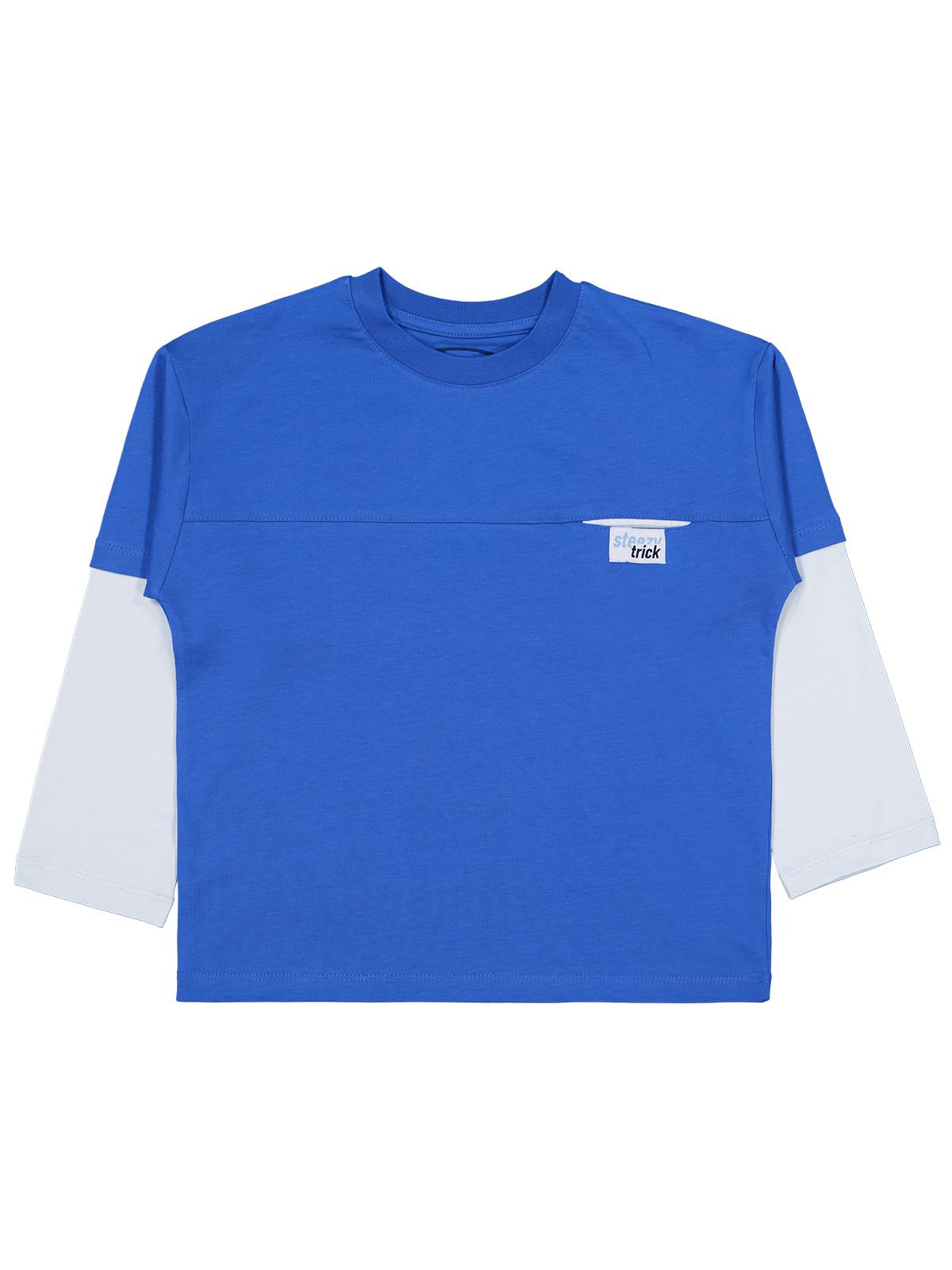 Civil Erkek Çocuk Çıkma Kol - Etiketli Sweatshirt | Süprem Uzun Kol | Okul Kreş ve Günlük Kullanım - Mavi