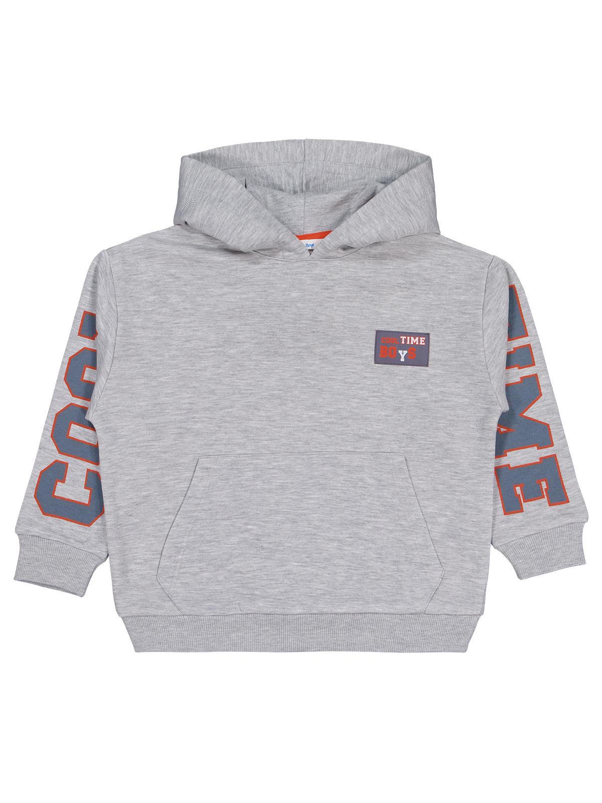 Civil Erkek Çocuk Cool Team Baskılı Sweatshirt | 3 İp Uzun Kol | Okul Kreş ve Günlük Kullanım - Gri