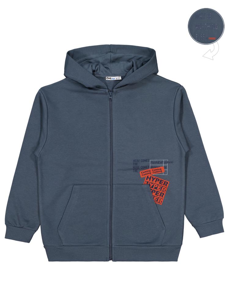 Civil Boys WHY BE Baskılı 10-13 Yaş Hırka - Gri