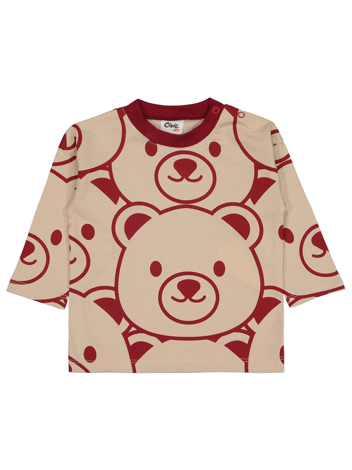Civil Baby Ayıcıklar Baskılı 6-18 Ay Sweatshirt - Bordo