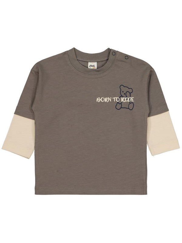 Cvl-73 Civil Baby Ayıcık Baskılı 6-18 Ay Sweatshirt - Gri