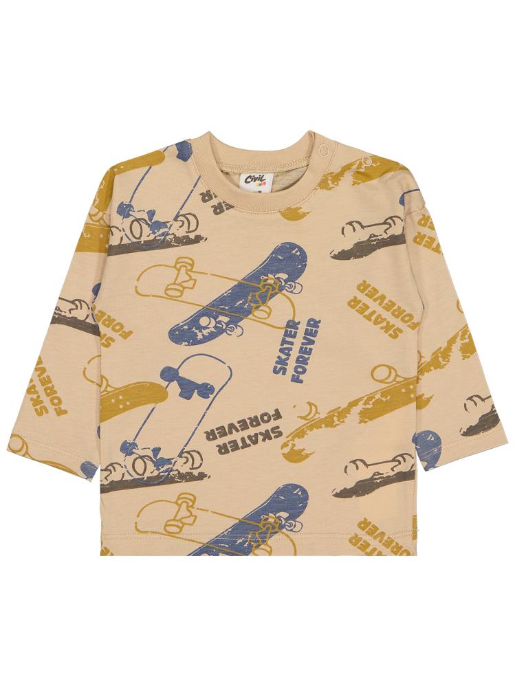 Civil Baby Kaykay Baskılı 6-18 Ay Sweatshirt - Bej