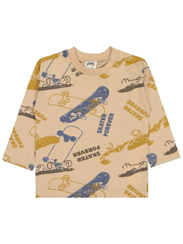 Civil Baby Kaykay Baskılı 6-18 Ay Sweatshirt - Bej