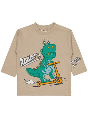 Civil Baby Dinazor Nakışlı 6-18 Ay Sweatshirt - Bej