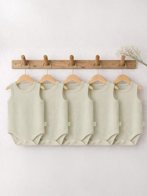 Civil Baby Organik 5 li Sıfır Kol 1-3 yaş Çıtçıtlı Badi - Bej