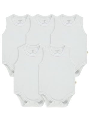 Civil Baby Organik 5 li Sıfır Kol 1-3 yaş Çıtçıtlı Badi - Beyaz