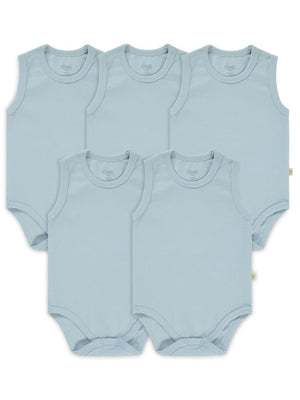 Civil Baby Organik 5 li Sıfır Kol 1-3 yaş Çıtçıtlı Badi - Mavi