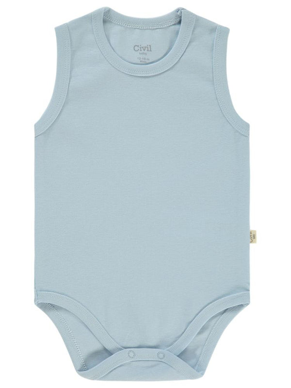 Civil Baby Organik 5 li Sıfır Kol 1-3 yaş Çıtçıtlı Badi - Mavi