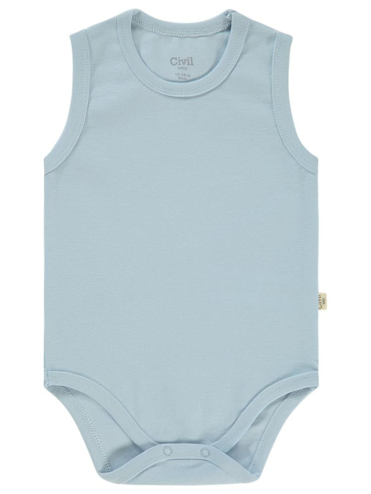 Civil Baby Organik 5 li Sıfır Kol 1-3 yaş Çıtçıtlı Badi - Mavi