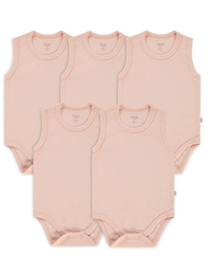Civil Baby Organik 5 li Sıfır Kol 1-3 yaş Çıtçıtlı Badi - Pembe