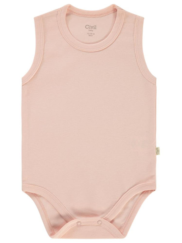 Civil Baby Organik 5 li Sıfır Kol 1-3 yaş Çıtçıtlı Badi - Pembe