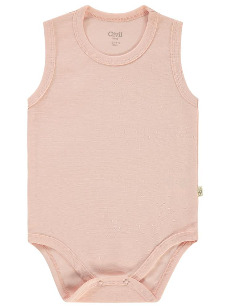 Civil Baby Organik 5 li Sıfır Kol 1-3 yaş Çıtçıtlı Badi - Pembe