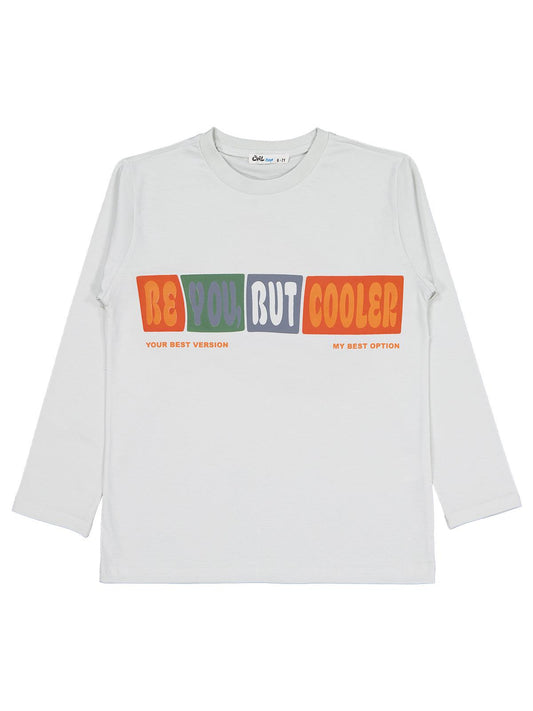Civil Erkek Çocuk Be You But Cooler Baskılı Sweatshirt | Süprem | Okul Kreş ve Günlük Kullanım - Gri
