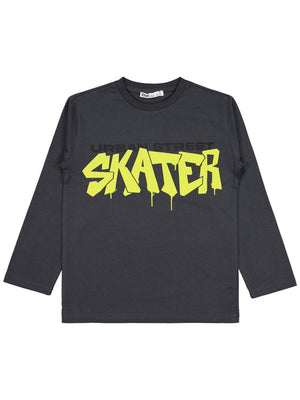 Civil Boys Skater Baskılı 6-9 Yaş Sweatshirt - Gri