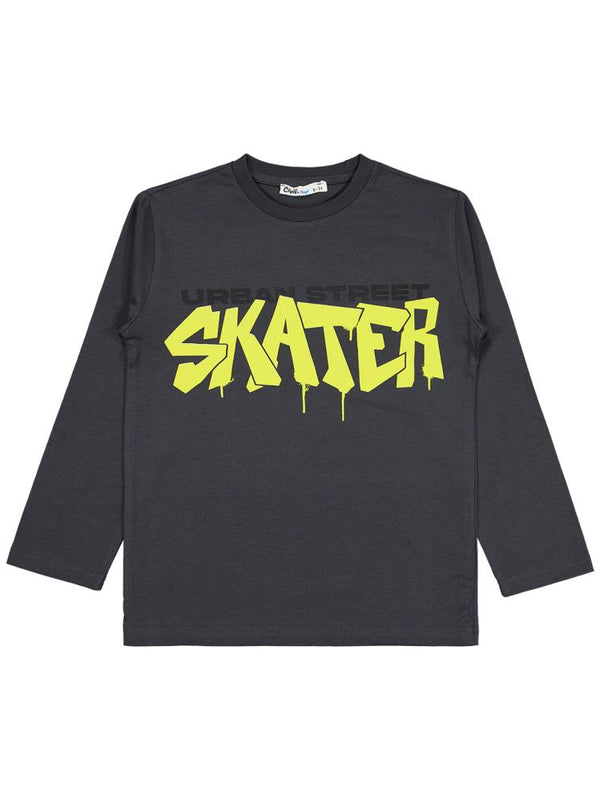 Civil Boys Skater Baskılı 6-9 Yaş Sweatshirt - Gri