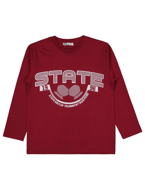 Civil Boys State Baskılı 6-9 Yaş Sweatshirt - Bordo