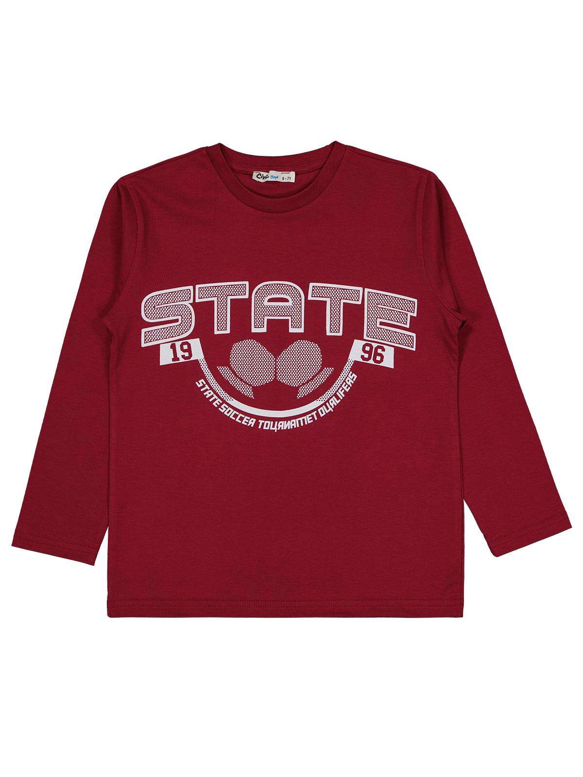 Civil Boys State Baskılı 6-9 Yaş Sweatshirt - Bordo