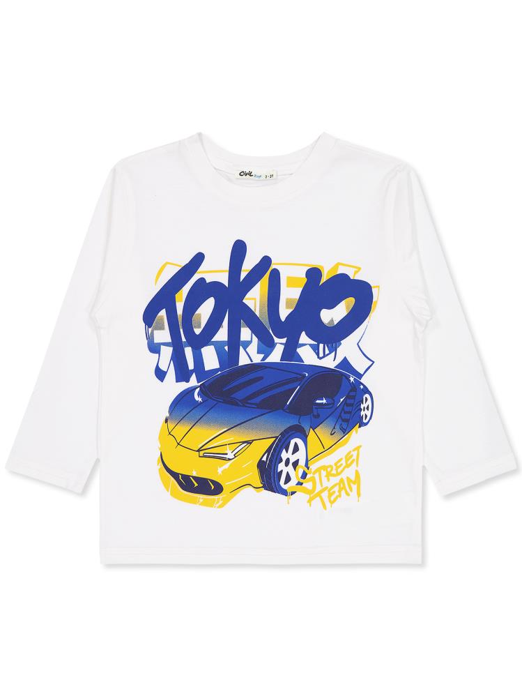 Civil Boys Tokyo Araba Baskılı 2-5 Yaş Sweatshirt - Ekru