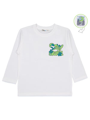 Civil Erkek Çocuk Stay Brave baskılı Sweatshirt | Süprem Uzun Kol | Okul Kreş ve Günlük Kullanım - Ekru