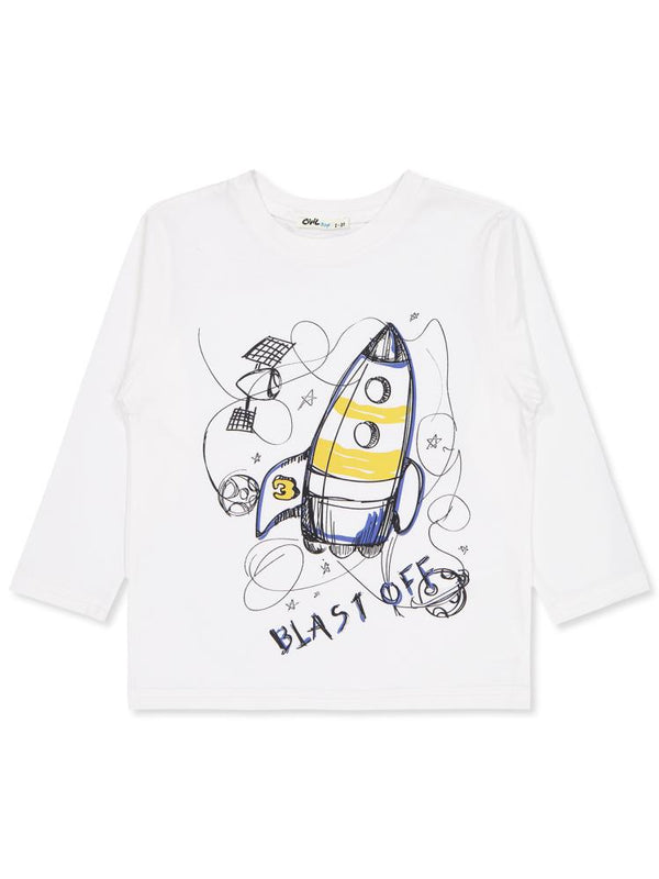 Civil Boys Blast Off Baskılı 2-5 Yaş Sweatshirt - Ekru