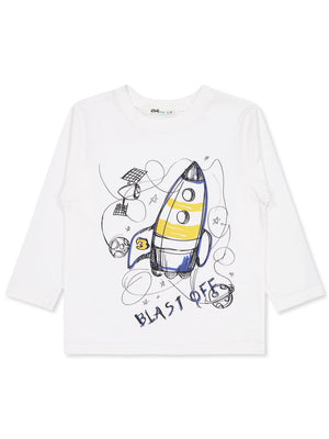 Civil Boys Blast Off Baskılı 2-5 Yaş Sweatshirt - Ekru