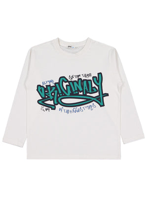 Civil Boys Original Baskılı 6-9 Yaş Sweatshirt - Fil Dişi