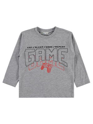 Civil Erkek Çocuk Game Baskılı Sweatshirt | Süprem Uzun Kol | Okul Kreş ve Günlük Kullanım - Gri