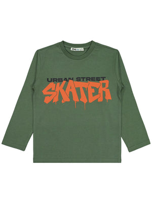 Civil Boys Skater Baskılı 6-9 Yaş Sweatshirt - Haki