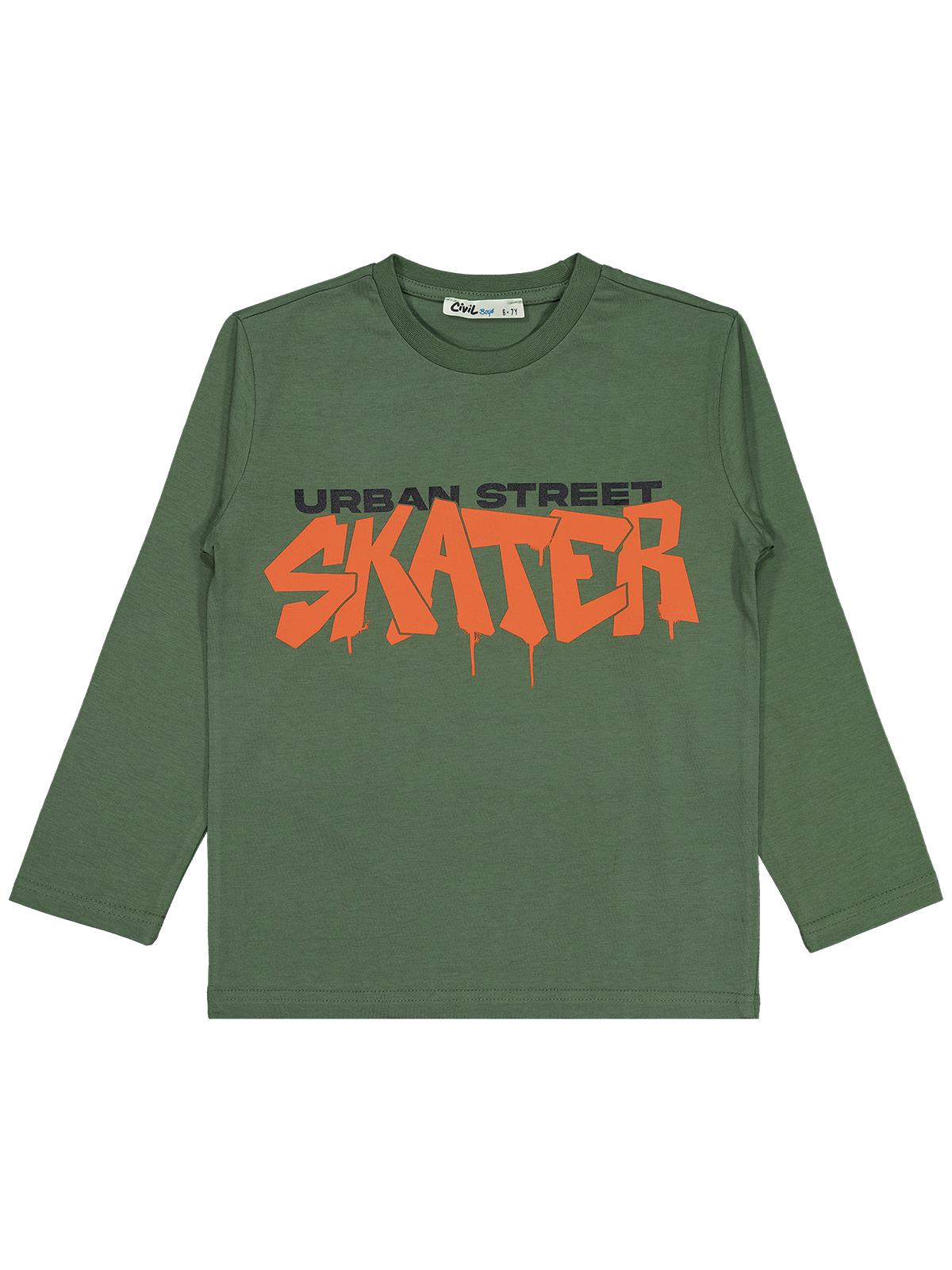 Civil Boys Skater Baskılı 6-9 Yaş Sweatshirt - Haki