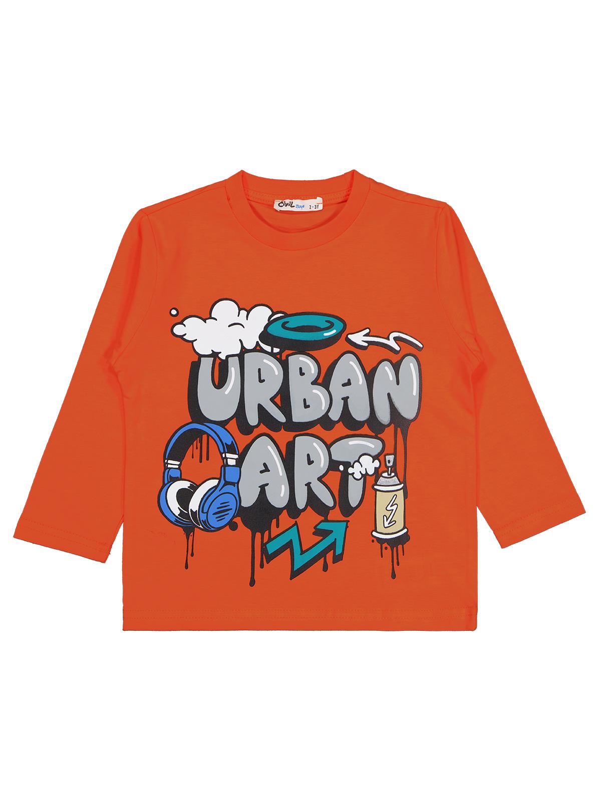 Civil Boys Urban Art Baskılı 2-5 Yaş Sweatshirt - Turuncu